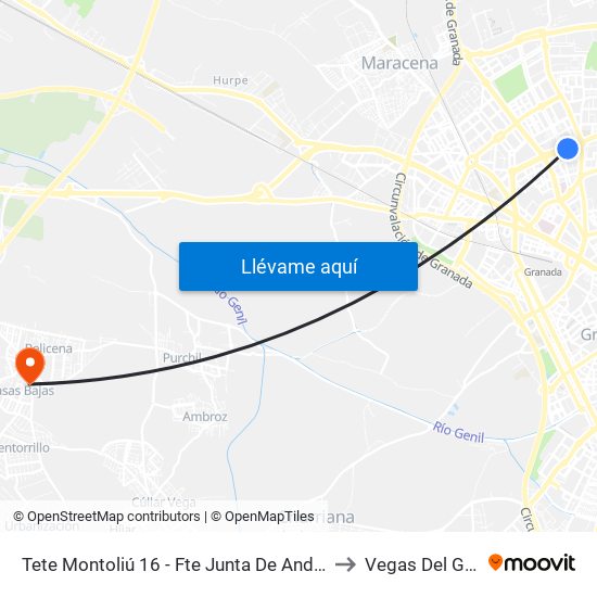 Tete Montoliú 16 - Fte Junta De Andalucía to Vegas Del Genil map