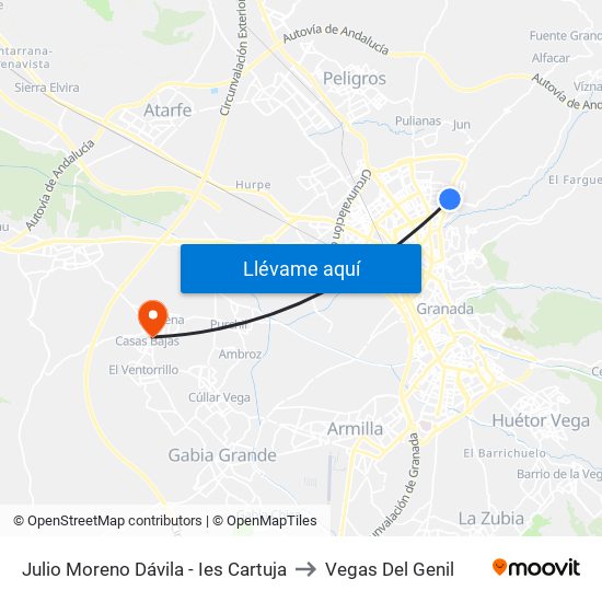 Julio Moreno Dávila - Ies Cartuja to Vegas Del Genil map