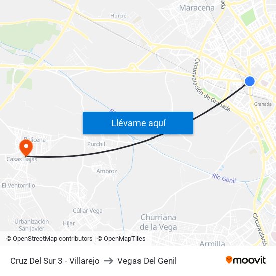 Cruz Del Sur 3 - Villarejo to Vegas Del Genil map