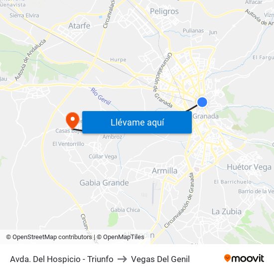 Avda. Del Hospicio - Triunfo to Vegas Del Genil map