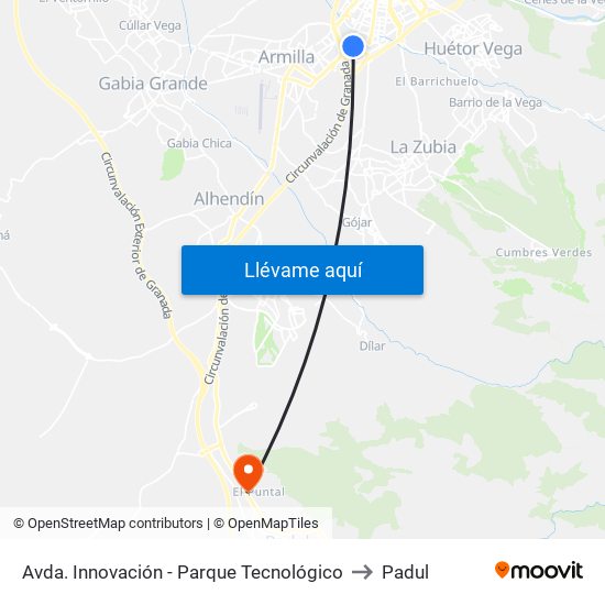 Avda. Innovación - Parque Tecnológico to Padul map