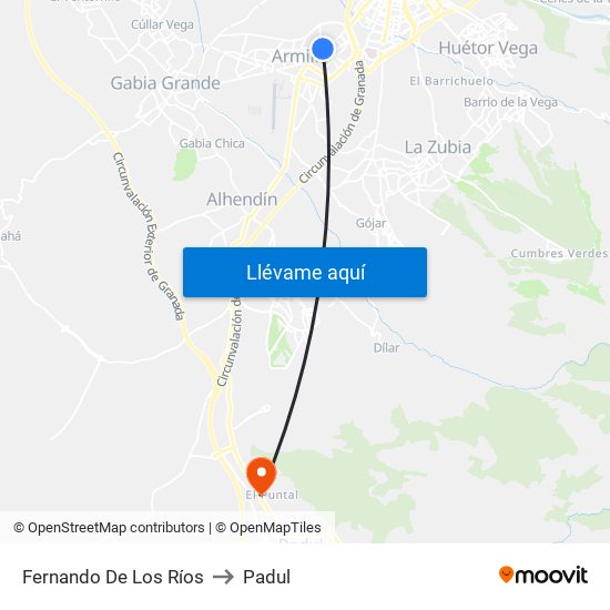 Fernando De Los Ríos to Padul map