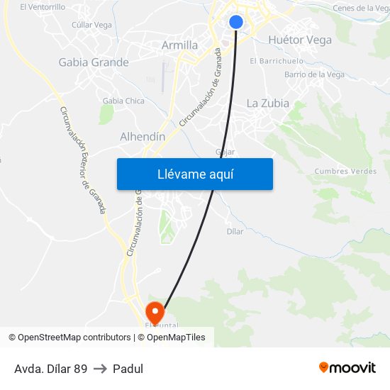 Avda. Dílar 89 to Padul map