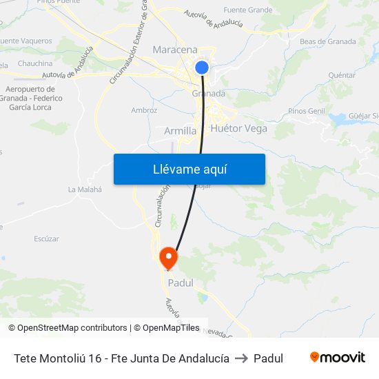 Tete Montoliú 16 - Fte Junta De Andalucía to Padul map