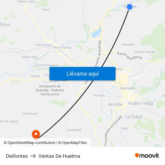 Deifontes to Ventas De Huelma map