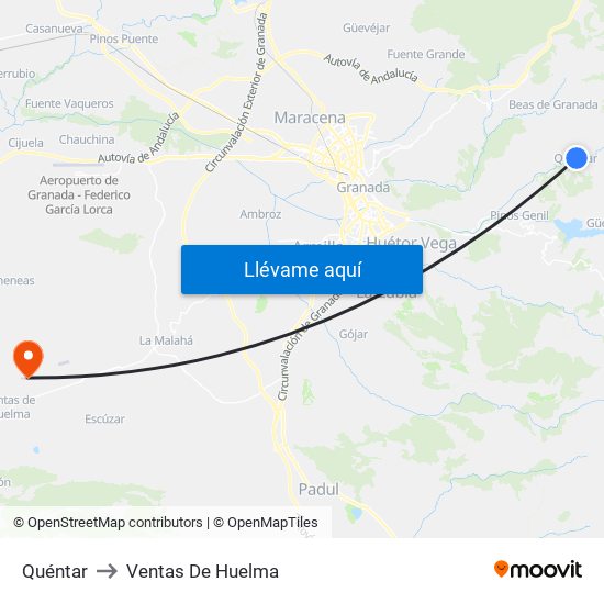 Quéntar to Ventas De Huelma map