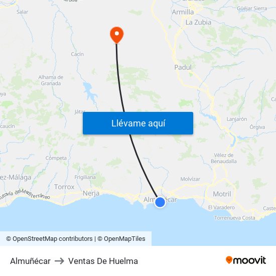 Almuñécar to Ventas De Huelma map