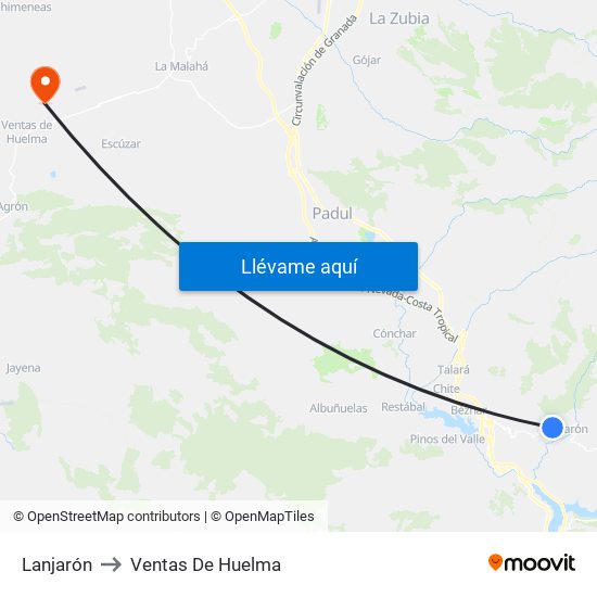 Lanjarón to Ventas De Huelma map