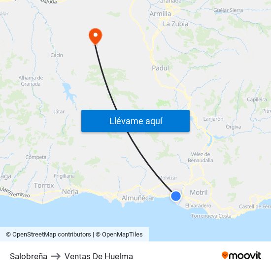 Salobreña to Ventas De Huelma map
