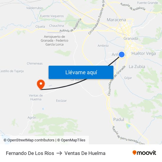 Fernando De Los Ríos to Ventas De Huelma map