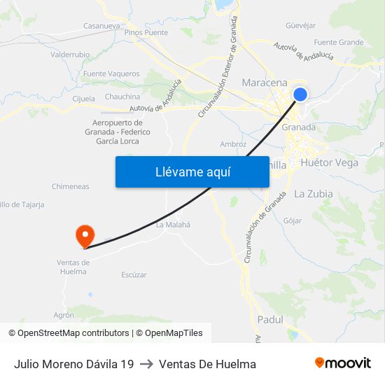 Julio Moreno Dávila 19 to Ventas De Huelma map