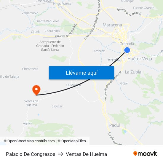 Palacio De Congresos to Ventas De Huelma map