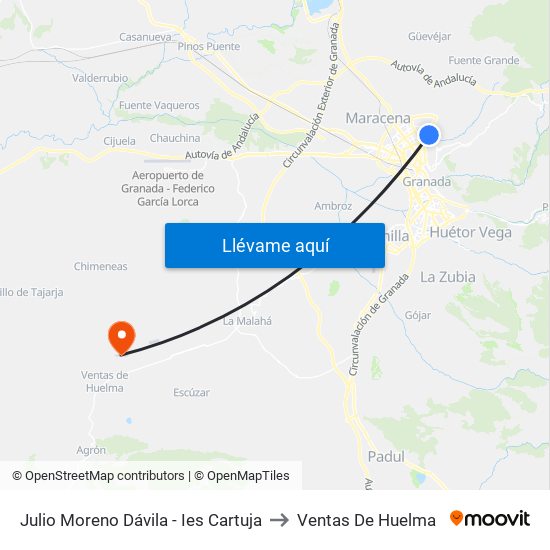 Julio Moreno Dávila - Ies Cartuja to Ventas De Huelma map