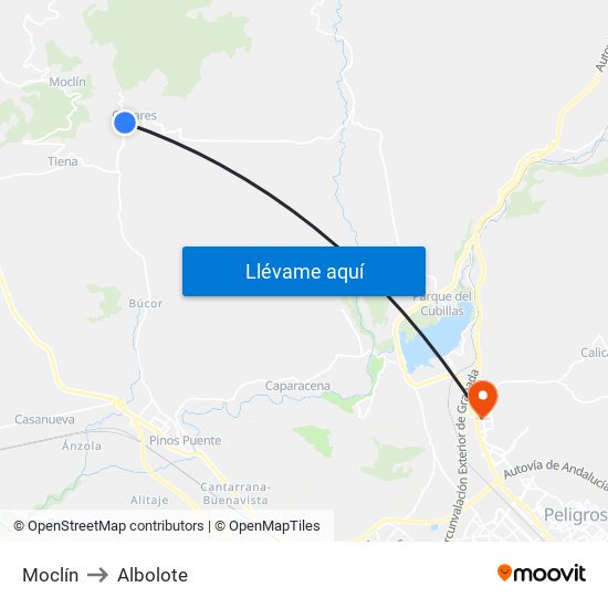 Moclín to Albolote map