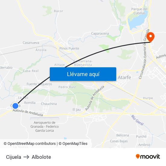 Cijuela to Albolote map