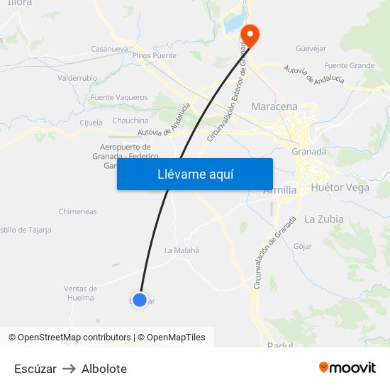 Escúzar to Albolote map