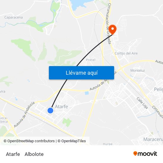 Atarfe to Albolote map