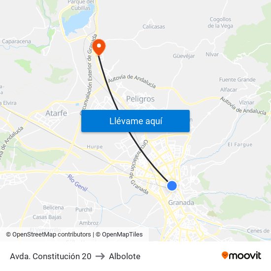Avda. Constitución 20 to Albolote map