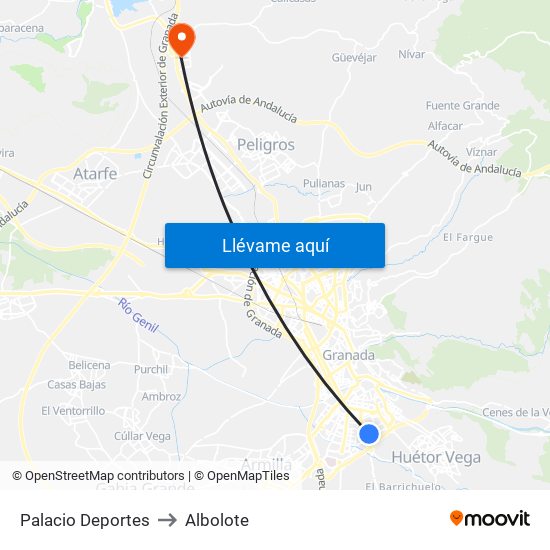 Palacio Deportes to Albolote map