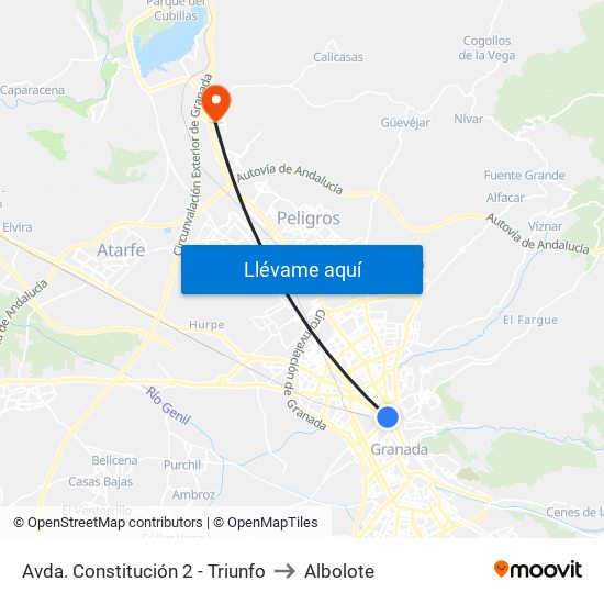 Avda. Constitución 2 - Triunfo to Albolote map