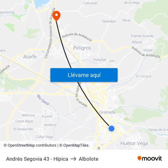 Andrés Segovia 43 - Hípica to Albolote map