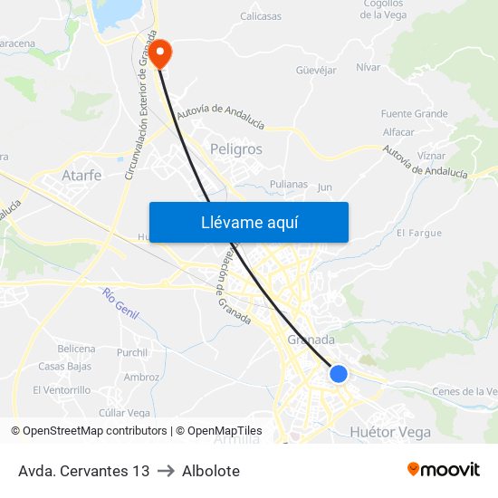 Avda. Cervantes 13 to Albolote map