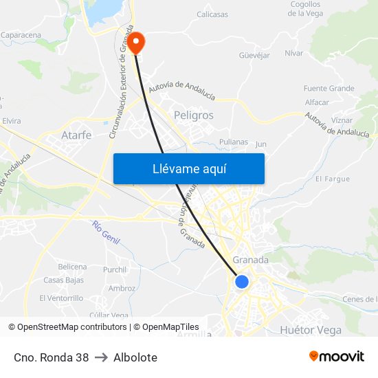 Cno. Ronda 38 to Albolote map