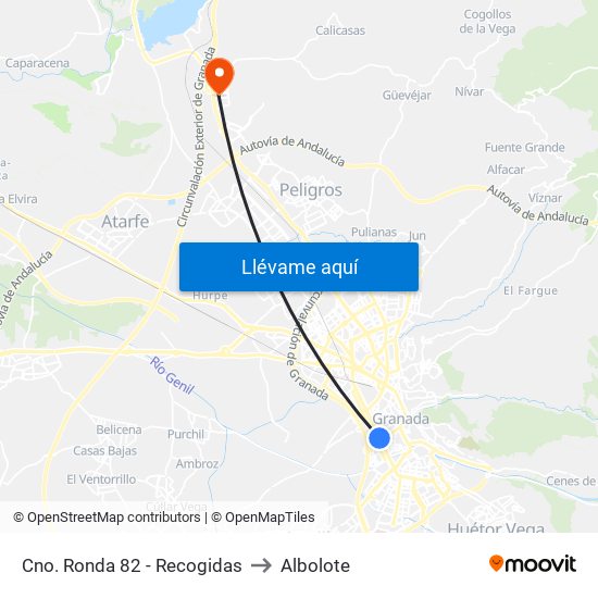 Cno. Ronda 82 - Recogidas to Albolote map