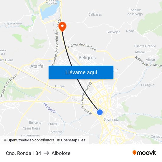 Cno. Ronda 184 to Albolote map