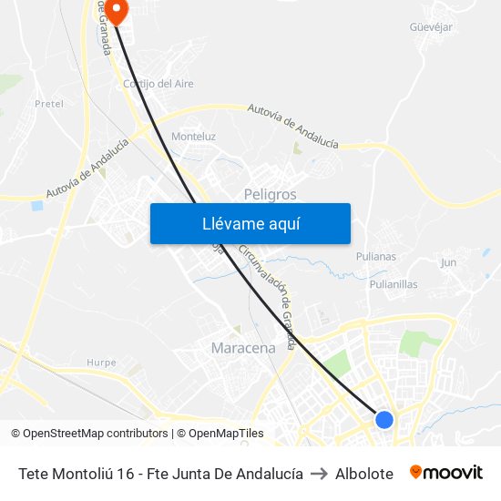 Tete Montoliú 16 - Fte Junta De Andalucía to Albolote map