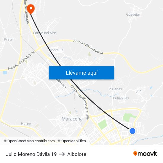 Julio Moreno Dávila 19 to Albolote map