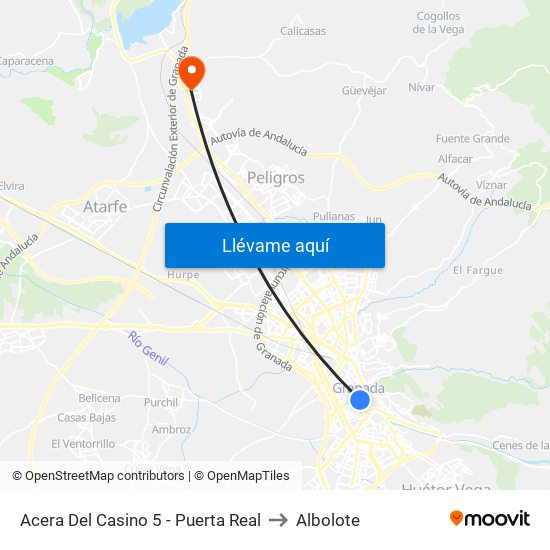 Acera Del Casino 5 - Puerta Real to Albolote map