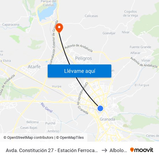 Avda. Constitución 27 - Estación Ferrocarril to Albolote map