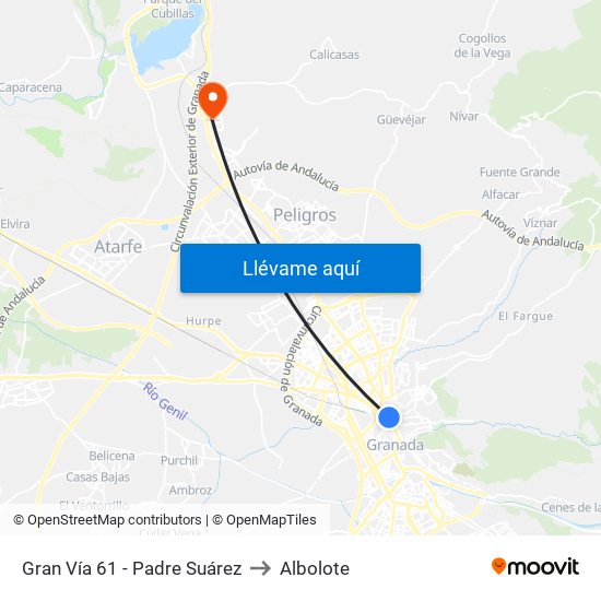 Gran Vía 61 - Padre Suárez to Albolote map