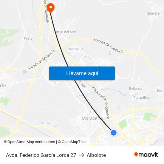 Avda. Federico García Lorca 27 to Albolote map