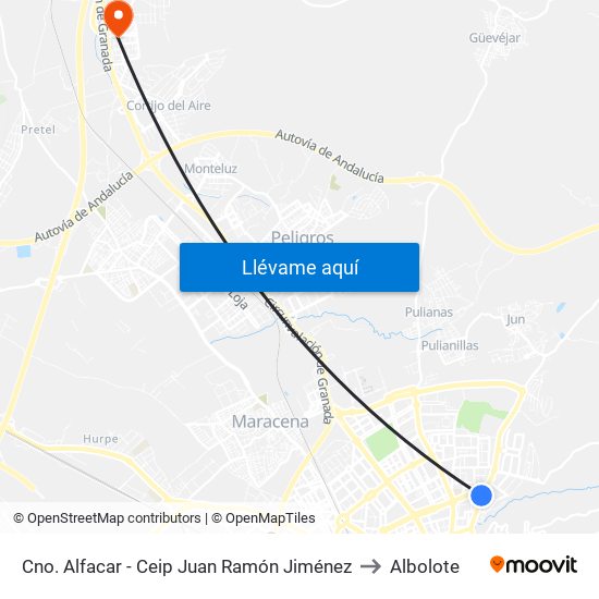 Cno. Alfacar - Ceip Juan Ramón Jiménez to Albolote map