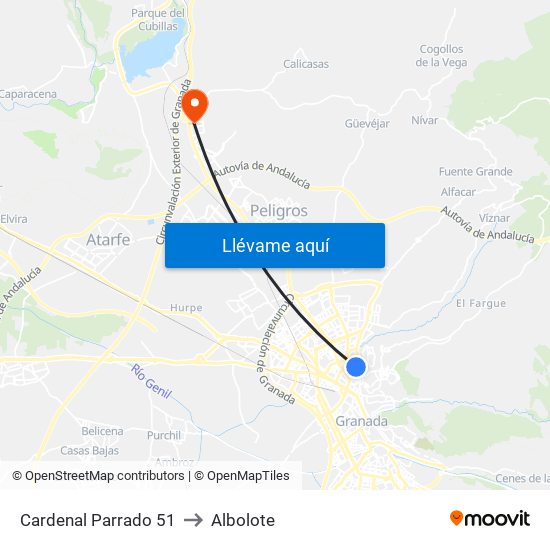 Cardenal Parrado 51 to Albolote map