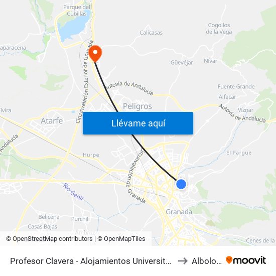 Profesor Clavera - Alojamientos Universitarios to Albolote map