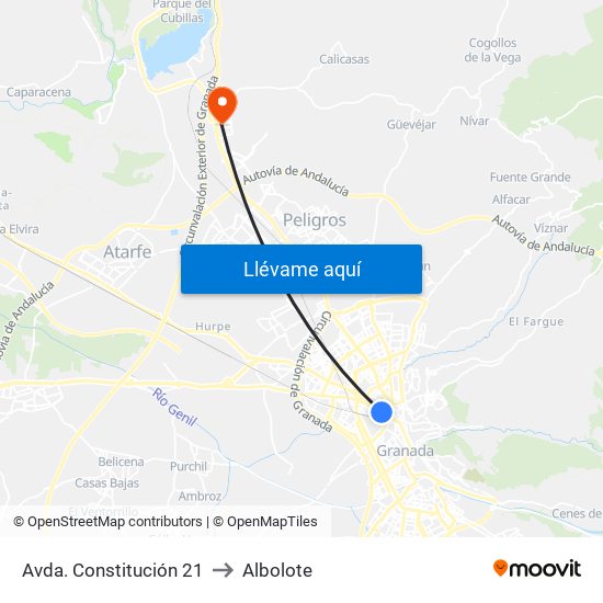 Avda. Constitución 21 to Albolote map