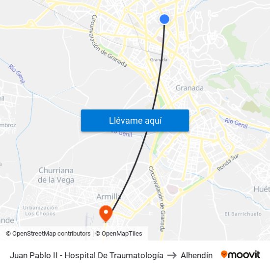 Juan Pablo II - Hospital De Traumatología to Alhendín map