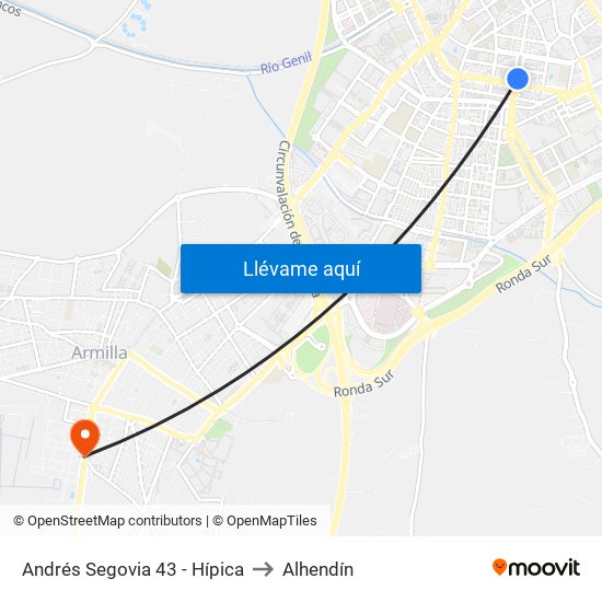 Andrés Segovia 43 - Hípica to Alhendín map
