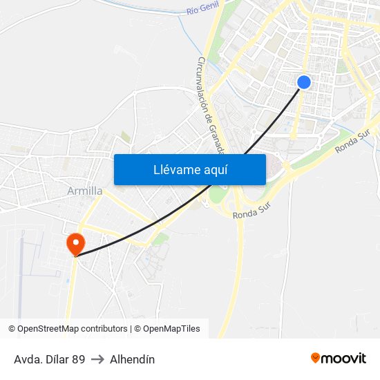 Avda. Dílar 89 to Alhendín map