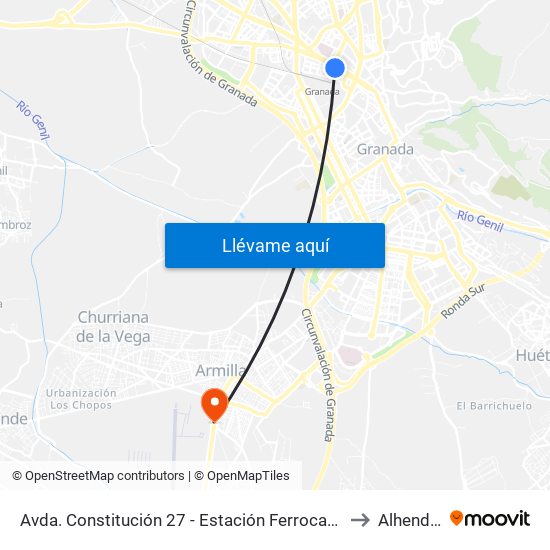 Avda. Constitución 27 - Estación Ferrocarril to Alhendín map