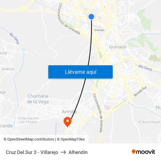 Cruz Del Sur 3 - Villarejo to Alhendín map