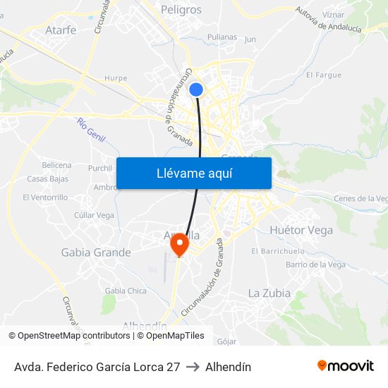 Avda. Federico García Lorca 27 to Alhendín map