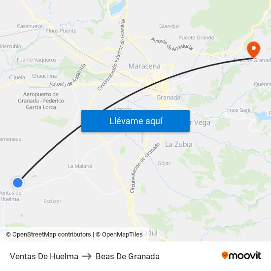 Ventas De Huelma to Beas De Granada map