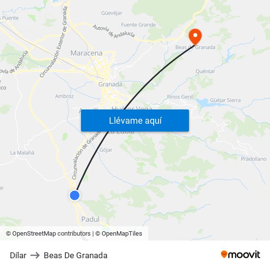 Dílar to Beas De Granada map