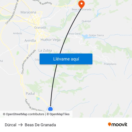 Dúrcal to Beas De Granada map