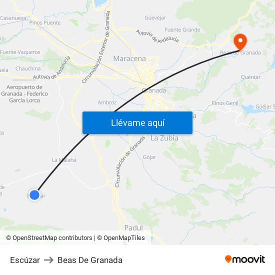 Escúzar to Beas De Granada map
