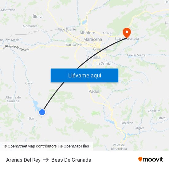 Arenas Del Rey to Beas De Granada map